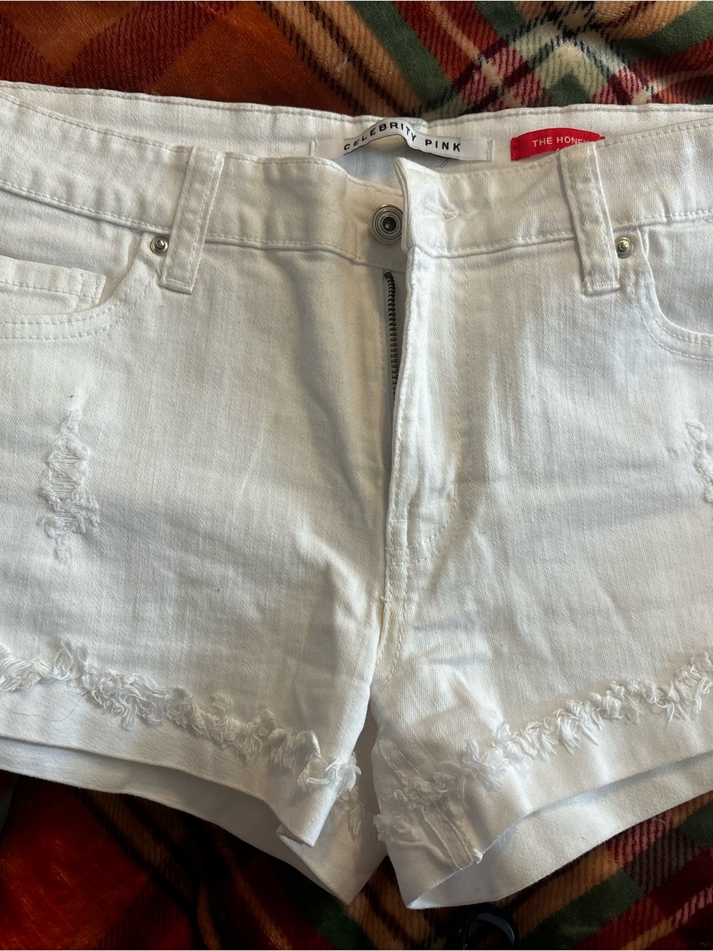 Celebrity Pink White Denim Shorts